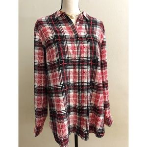 TALBOTS Long Sleeve Plaid Women’s Blouse Size L